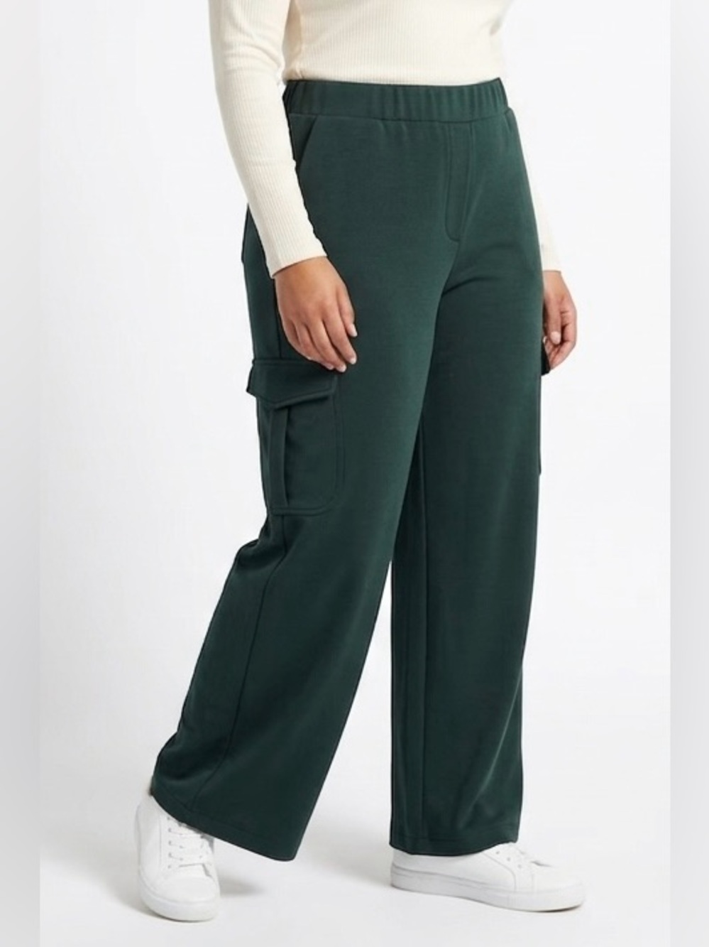 NWT LeZe The Label Dark Green Cargo Wide Leg Pants Size Medium